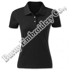 Ladies Black Short Sleeve Polyester Cotton T-Shirts Polo Shirts